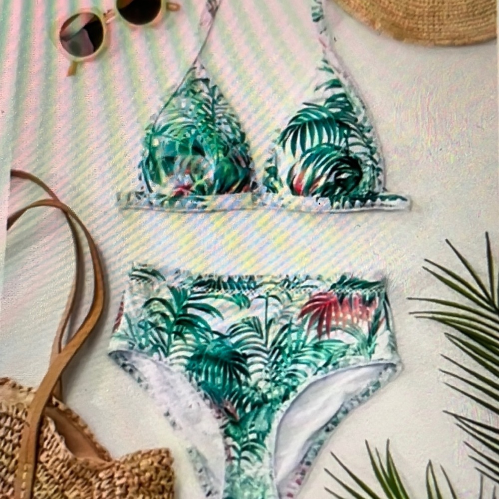 Mono B Tropical print bikini NEW small top & bottoms swimsuit NEW